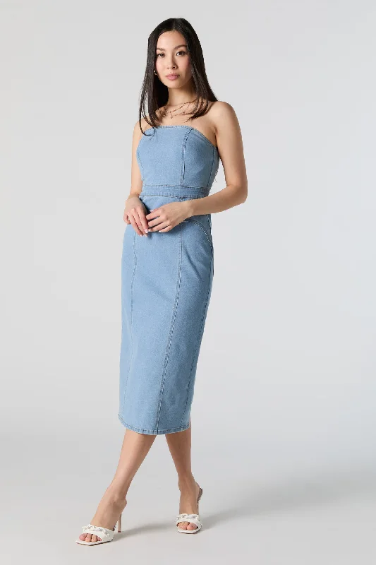 Denim Midi Tube Dress