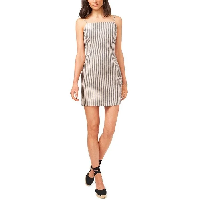 1.STATE Women's Stripe Spaghetti Strap Minidress Sand