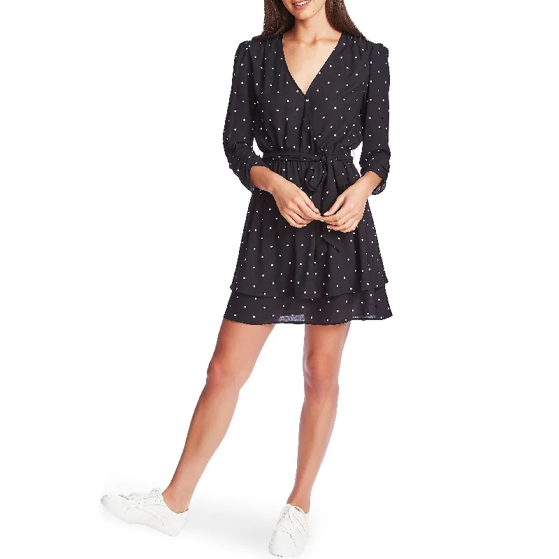 1.State Women's Tie Waist Polka Dot Mini Dress Blue Size X-Large