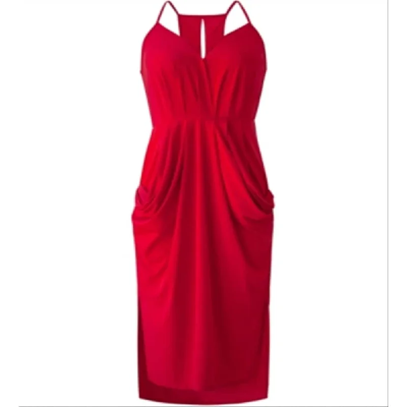 Bcbgeneration Women's Faux Wrap Midi Dress Red Size Medium