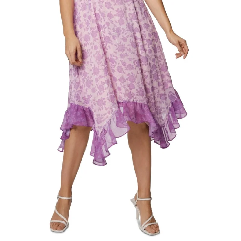 Bcbgeneration Women's Ruffled Chiffon Midi Dress Purple Size 12