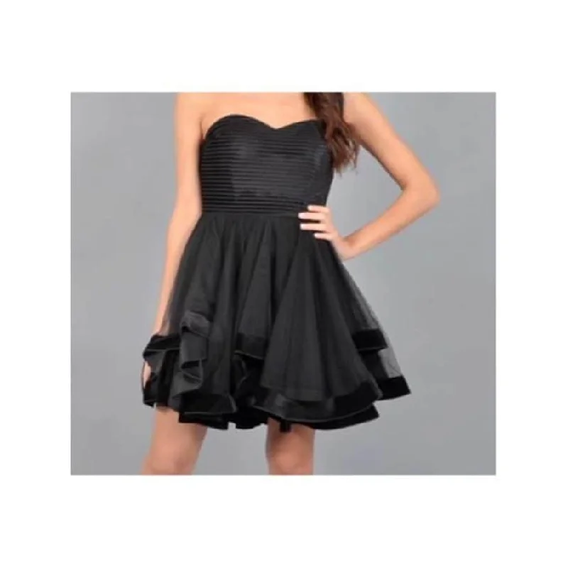 Blondie Nites Women's Sleeveless Strapless Mini Formal Fit Flare Dress Black Size 5