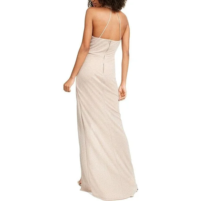 City Studios Women's Halter Maxi Evening Dress Pink Size 0