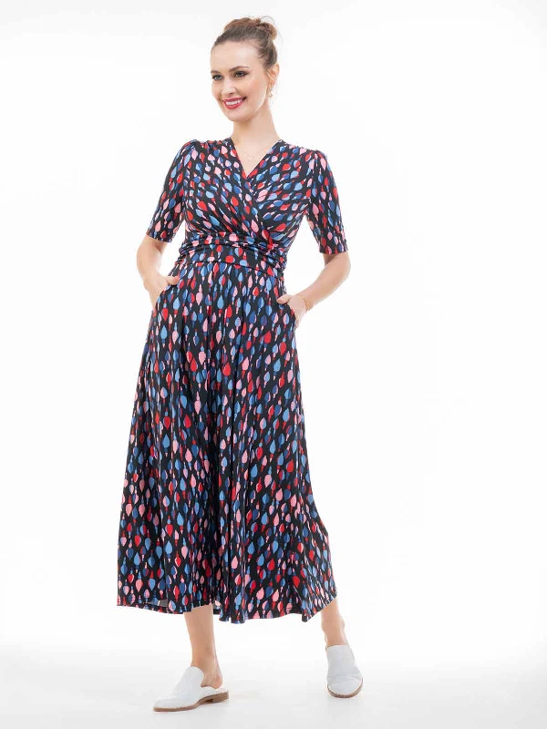 Coleen Jersey Maxi Dress, Navy Multi