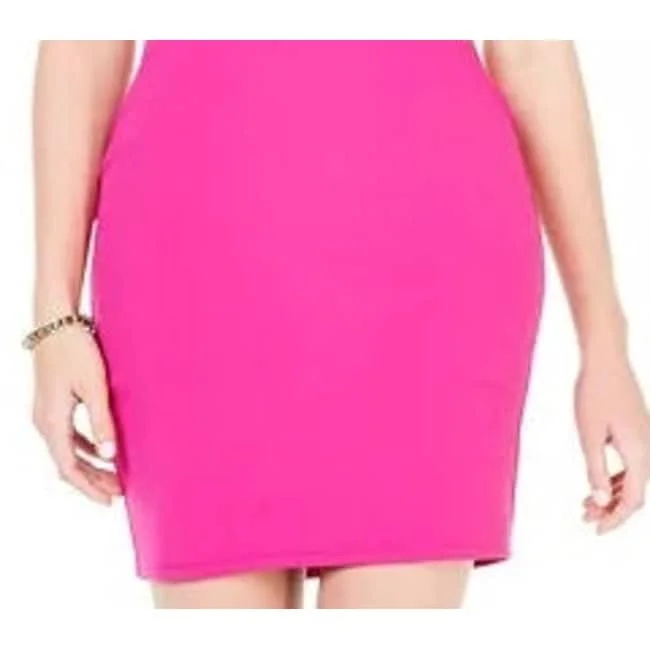 Emerald Sundae Women's Spaghetti Strap V Neck Mini Body Con Party Dress Pink Size Large