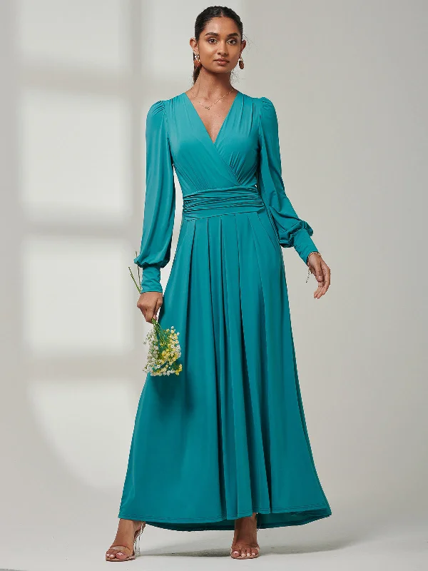 Giulia Long Sleeve Maxi Dress, Teal