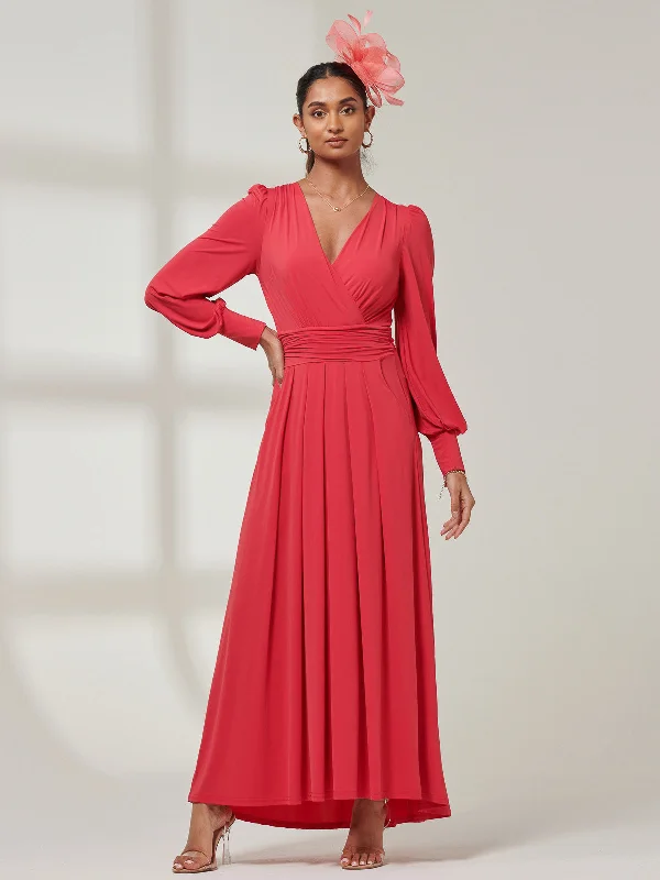 Giulia Long Sleeve Maxi Dress, Red