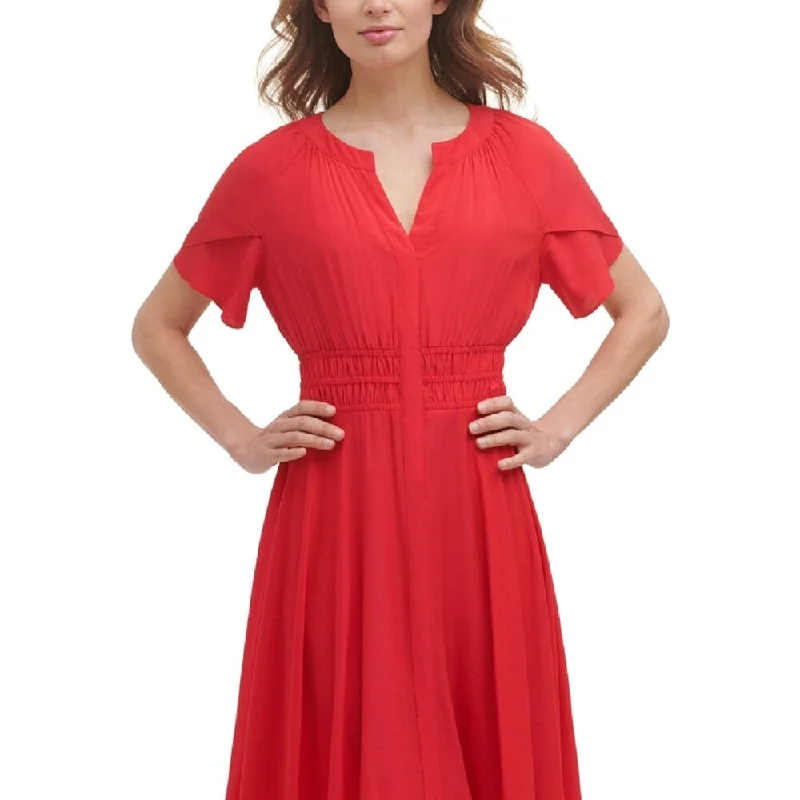 Kensie Women's Handkerchief Hem Midi Dress Red Size 6