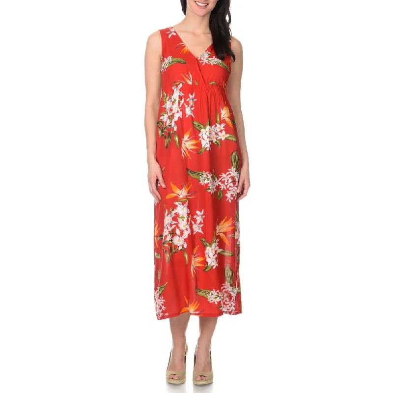 La Cera Women's Cross-over Floral Maxi Dress