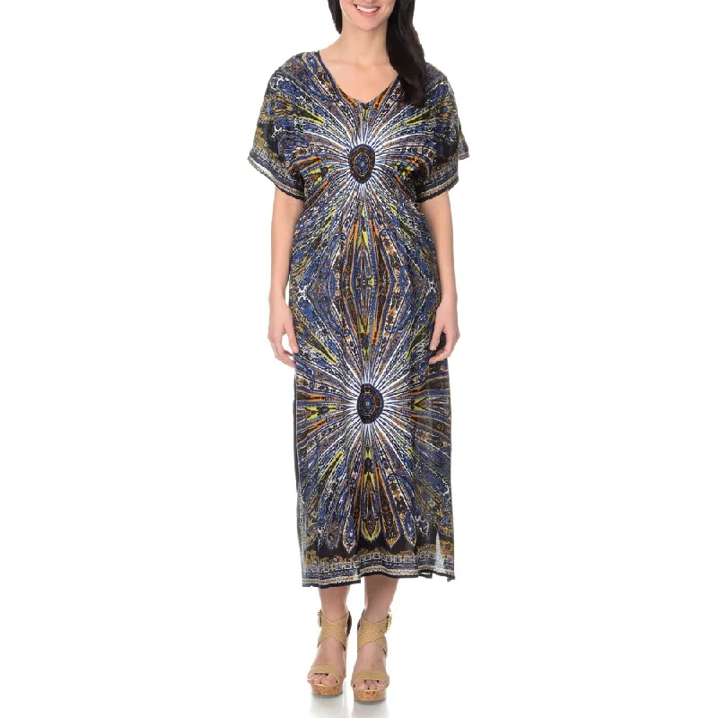 La Cera Women's Printed Caftan Maxi Dress