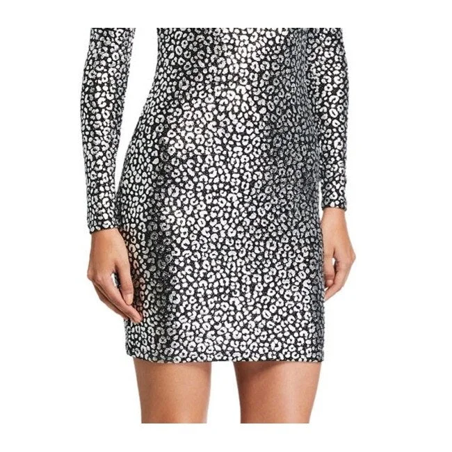 Michael Kors Women's Long Sleeve Mini Body Con Party Dress Gray Size X-Small