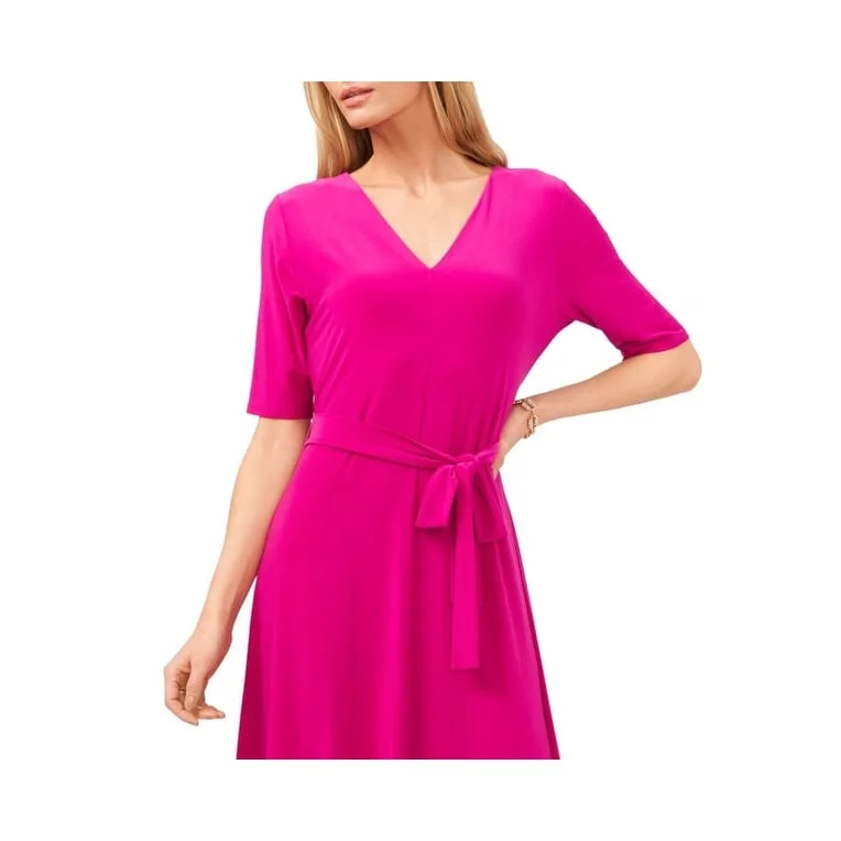 MSK Women's V Neck Midi Dress Pink Size X-Large