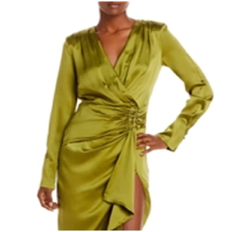 Nicholas Women's V Neck Long Sleeve Midi Dress Green Size 4