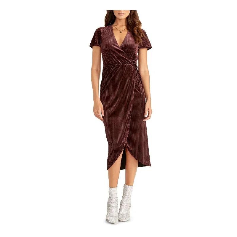 Rachel Roy Women's Faux Wrap Midi Dress Purple Size Medium