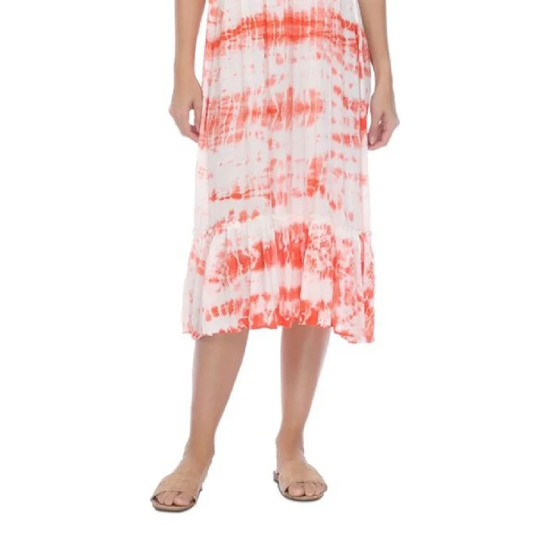 Raviya Women's Coral Tie Dye Cover Up Midi Dress Orange Size Medium