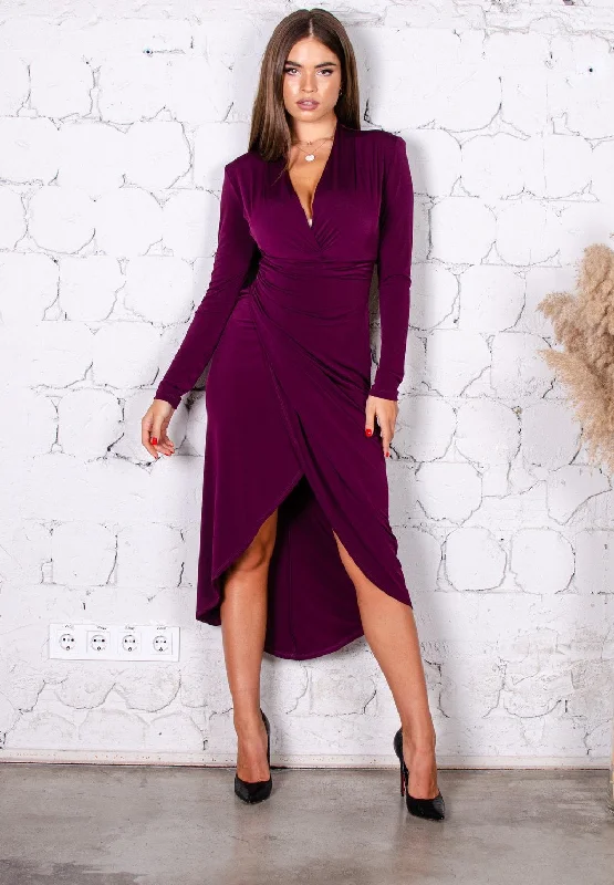 Roxy Plum Violet Wrap Style Midi Dress