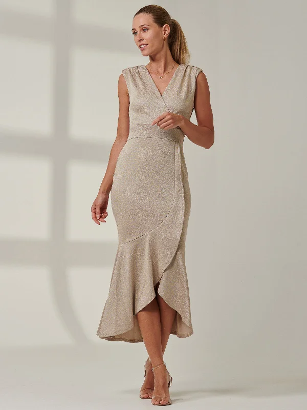 Sample Sale - Sleeveless Ruffle Hem Maxi Dress, Cream