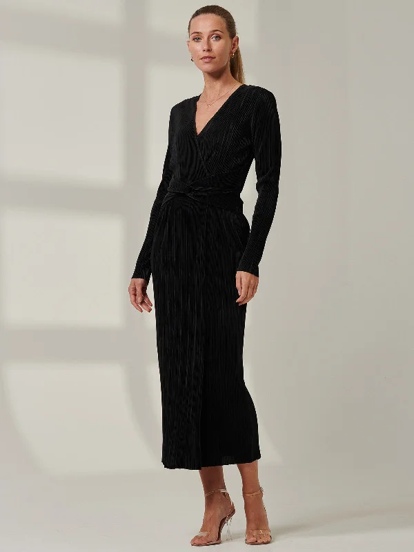 Sample Sale - Structured Long Sleeve Maxi Dress, Black