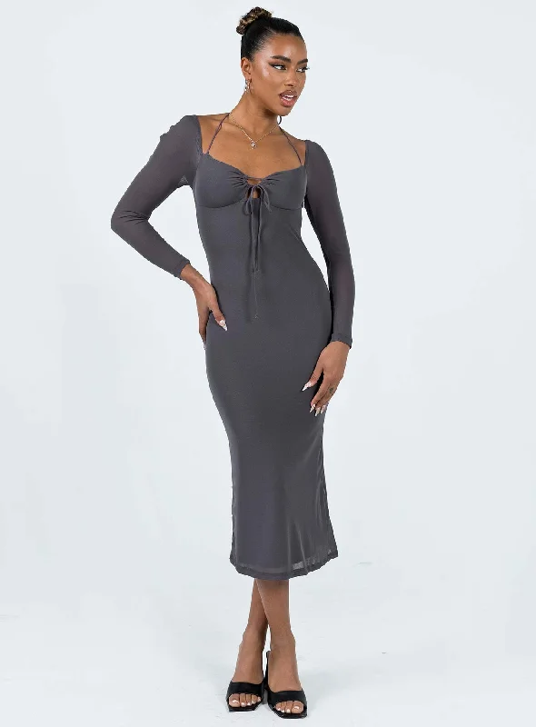 Fowlers Long Sleeve Midi Dress Slate