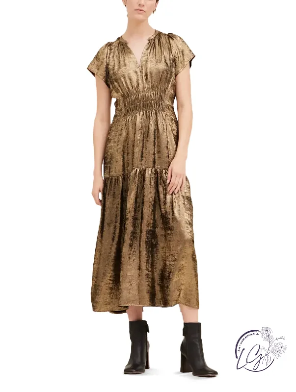 Golden Hourglass Midi Dress