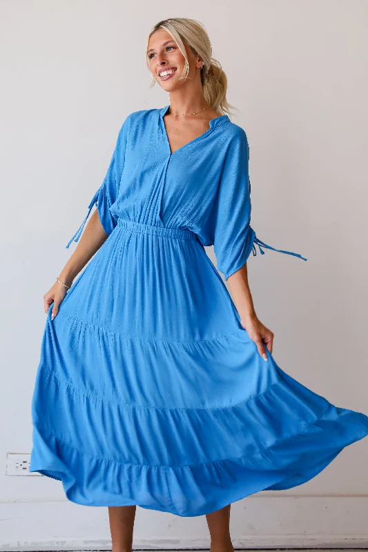 FINAL SALE - Pristine Darling Blue Tiered Maxi Dress