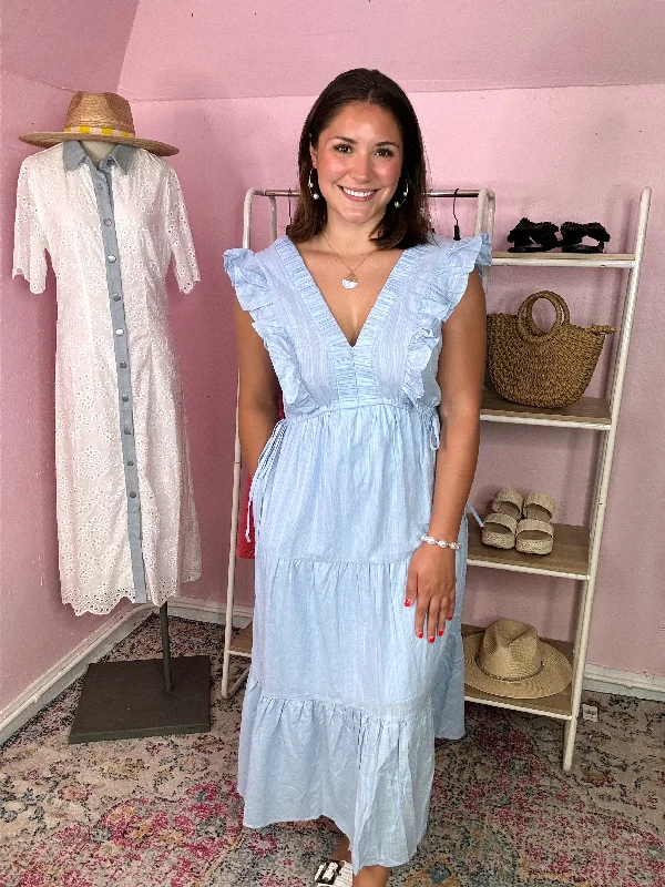 The Chambray Ruffle Midi