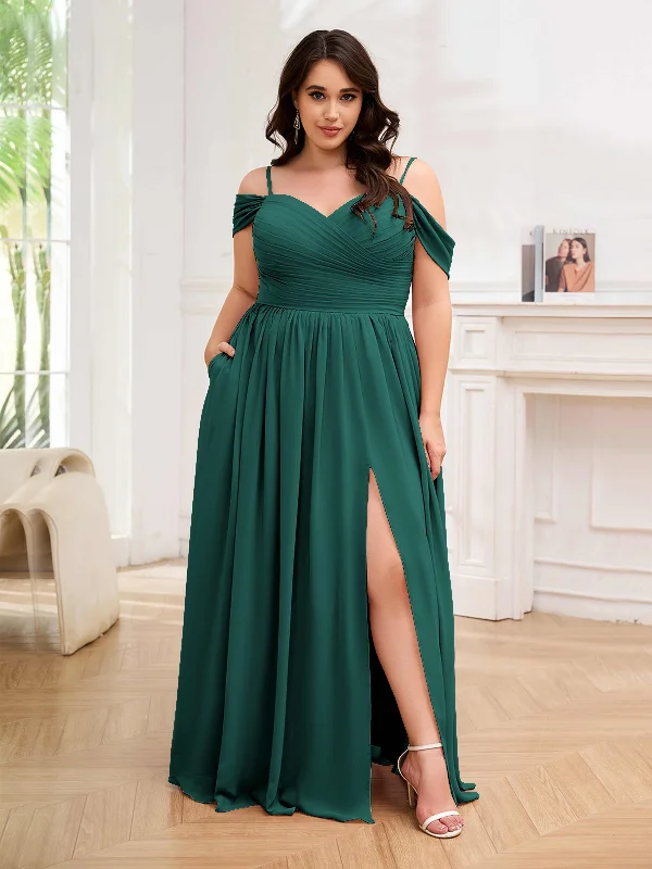 Anya Enchanting A-Line Off the Shoulder Chiffon Plus Size Bridesmaid Dresses