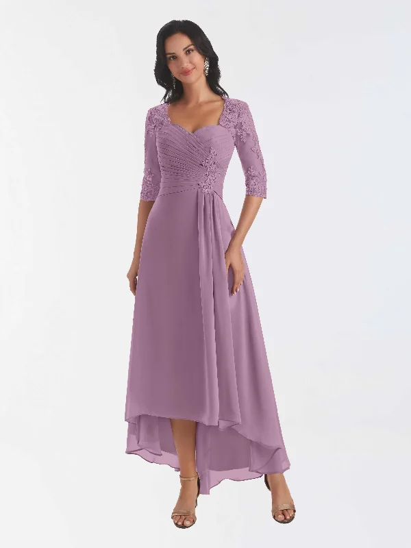 Aubree Elegant High-Low Chiffon Lace Mother Of The Bride Dresses