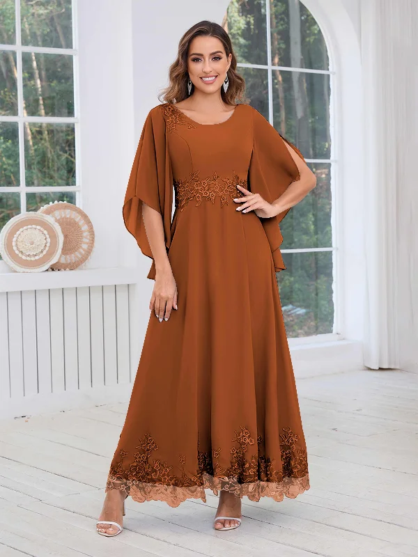 Briar Charming Scoop Split Sleeves Appliques Long Mother of the Bride & Groom Dresses