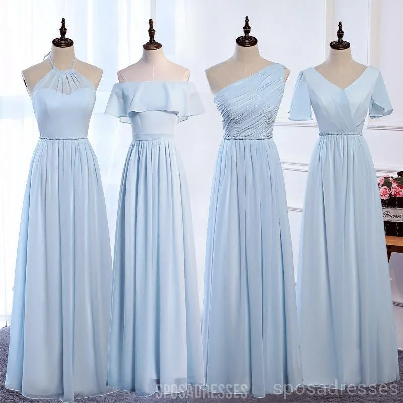 Cheap Sky Blue Floor Length Mismatched Chiffon Bridesmaid Dresses Online, WG538