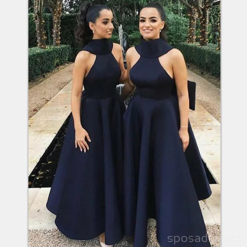 Fashion Halter Black A-line Short Cheap Bridesmaid Dresses Online, WG552