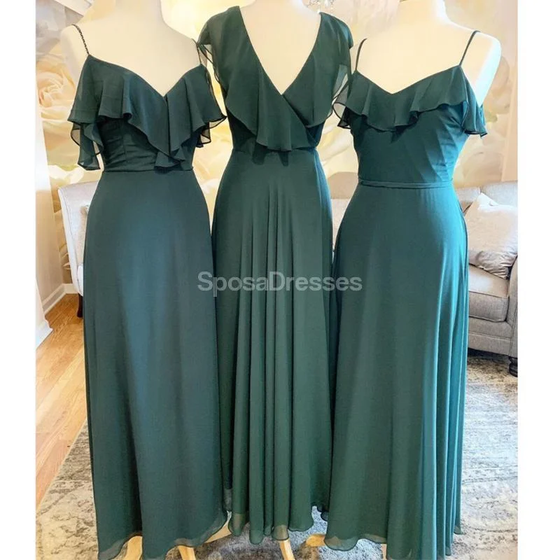 Green Chiffon Long Bridesmaid Dresses Online, Cheap Bridesmaids Dresses, WG691