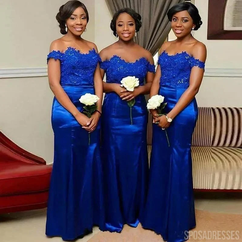 Lace Sheath Off The Shoulder Cheap Long Bridesmaid Dresses Online, WG842