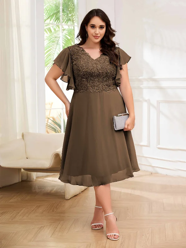 Maryam Delicate Appliques Tea Length Plus Size Mother of the Bride Dresses