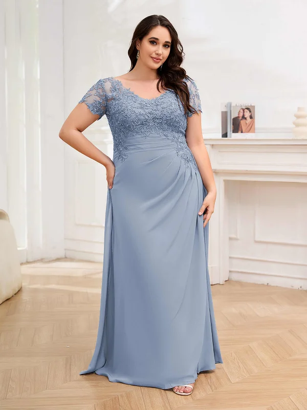 Mckinley Graceful Sheath Lace Appliques Long Plus Size Mother of the Bride Dresses