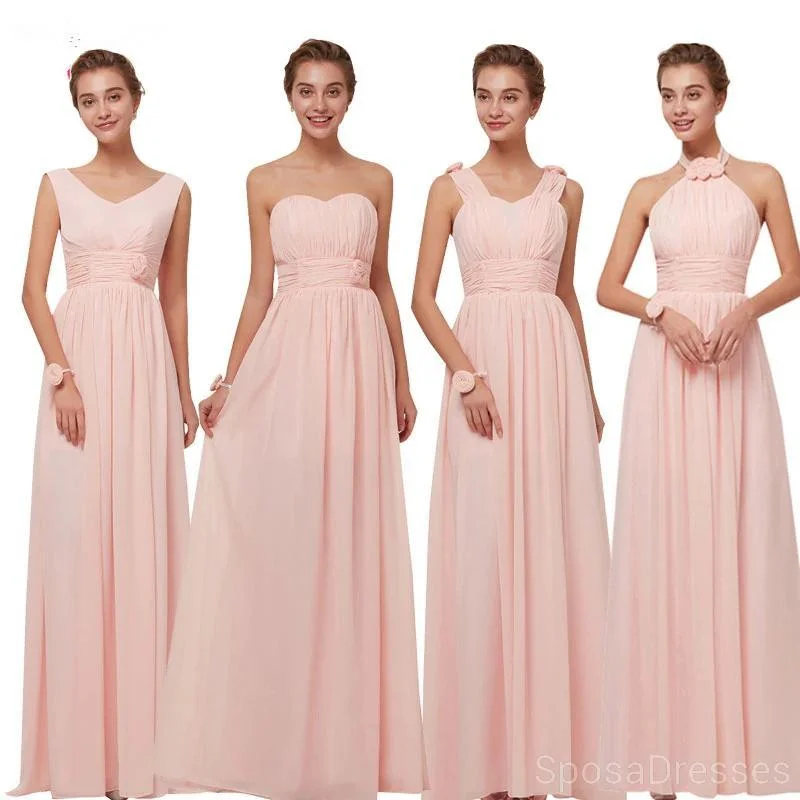 Mismatched Blush Pink Chiffon Cheap Bridesmaid Dresses Online, WG629