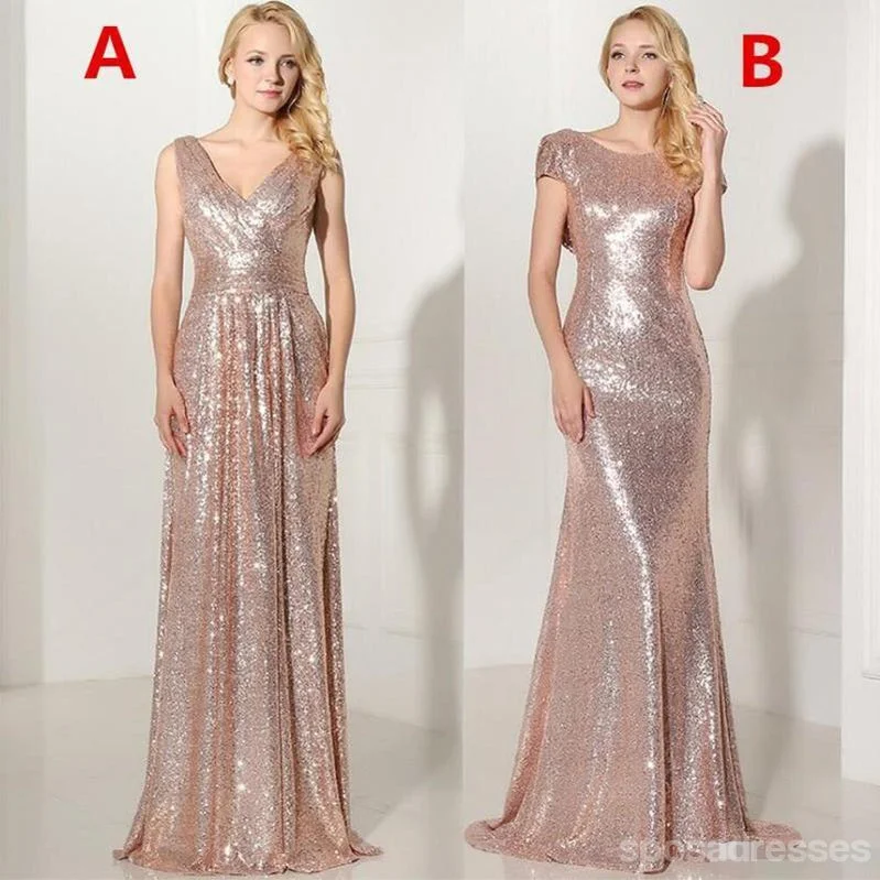 Mismatched Rose Gold Sequin Cheap Bridesmaid Dresses Online, WG777