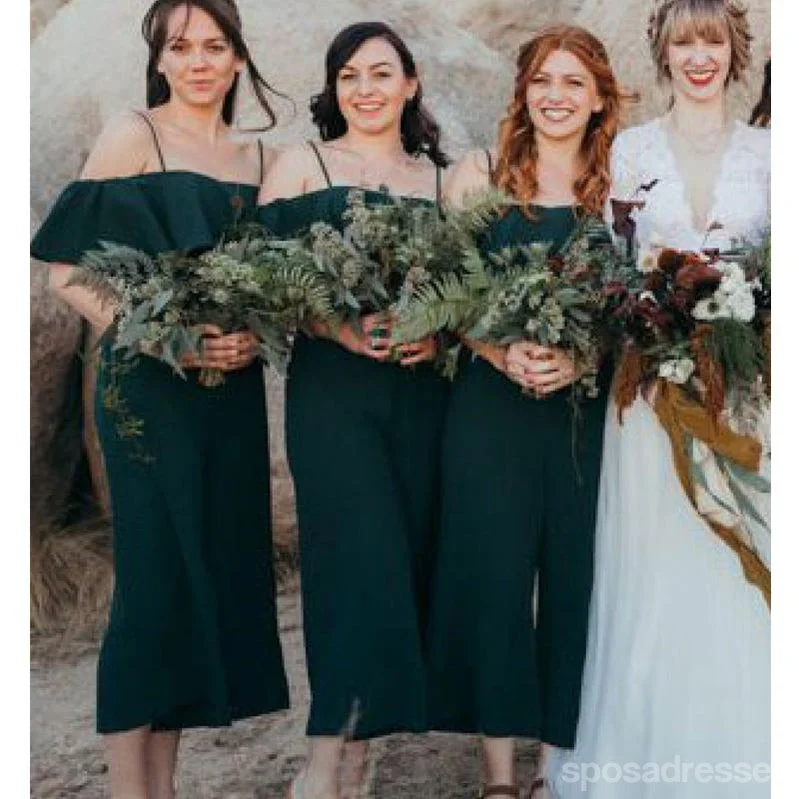 Off Shoulder Dark Green Short Cheap Bridesmaid Dresses Online, WG766