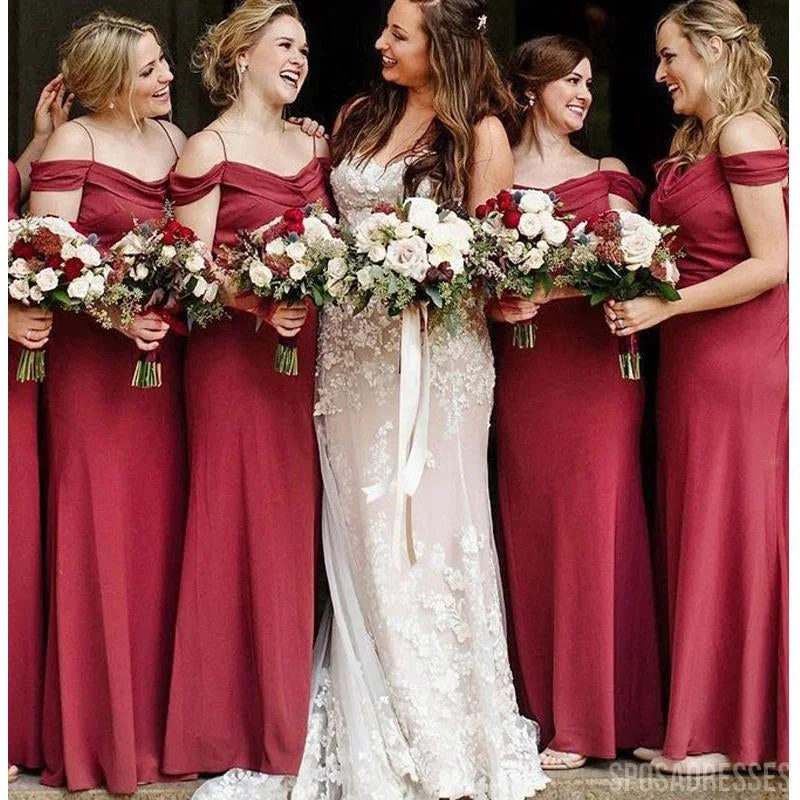 Off Shoulder Red Bridesmaid Dresses Online, Cheap Bridesmaids Dresses, WG742