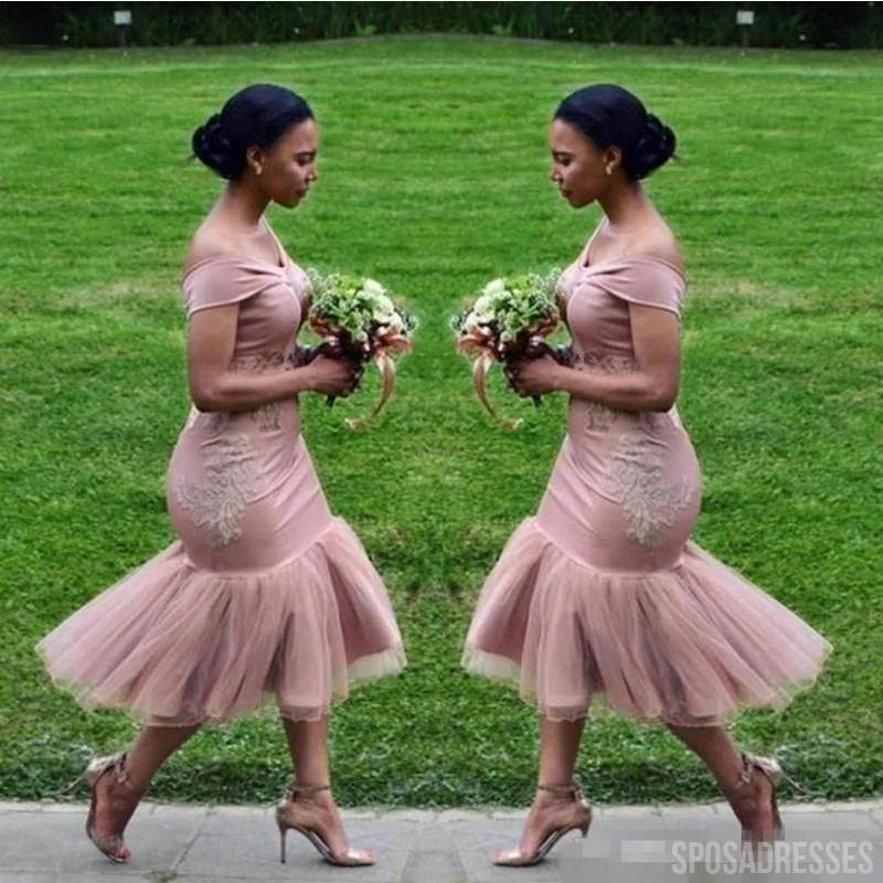 Off The Shoulder Mermaid Dusty Pink Bridesmaid Dresses Online, WG782