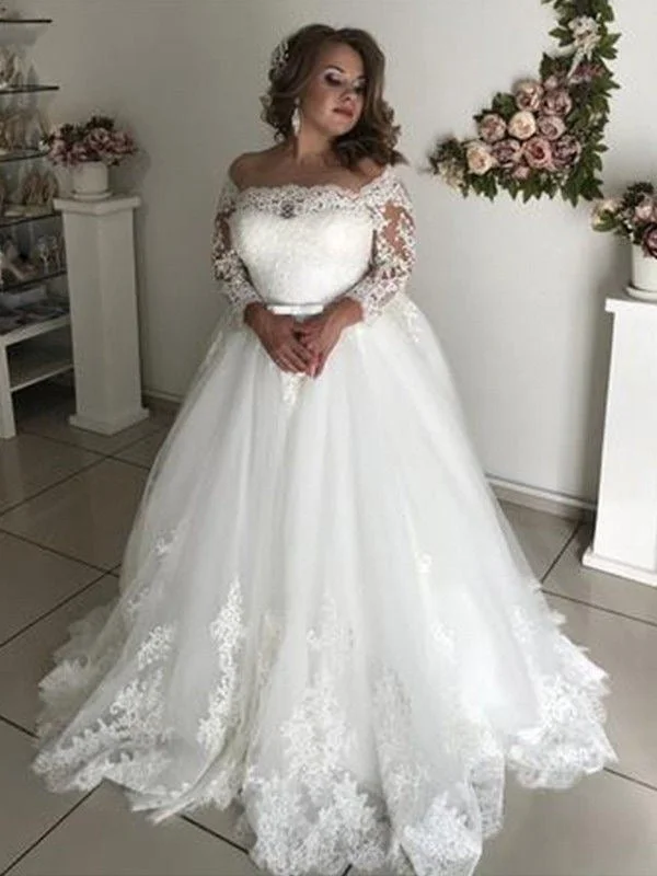 Plus Size Wedding Dresses Bridal Gown with Full Sleeves