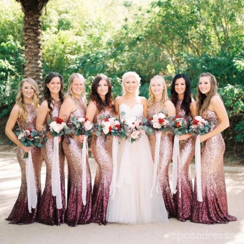 Sequin Mermaid Sleeveless Cheap Bridesmaid Dresses Online, WG814