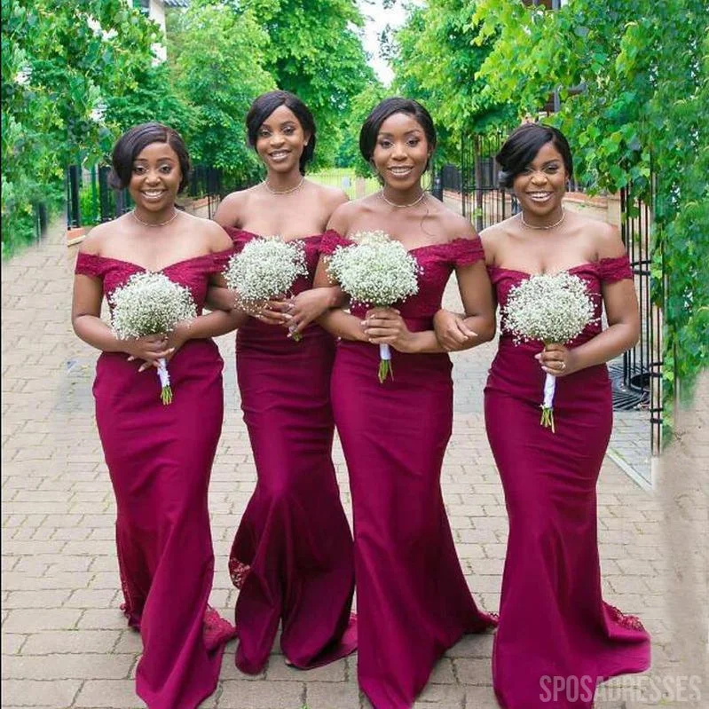 Sexy Mermaid Off The Shoulder Cheap Long Bridesmaid Dresses Online, WG837