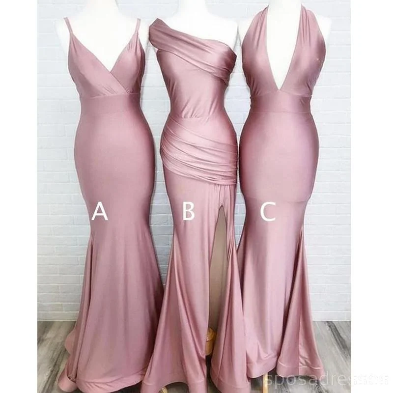 Simple Dusty Rose Cheap Mermaid Long Bridesmaid Dresses Online, WG548