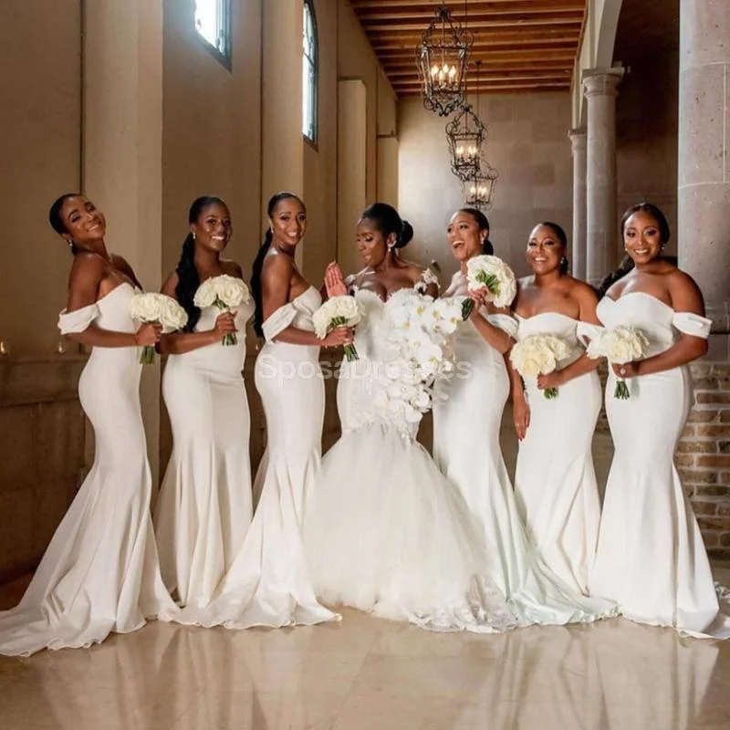 Simple Off White Mermaid Long Bridesmaid Dresses, Cheap Dresses, WG704