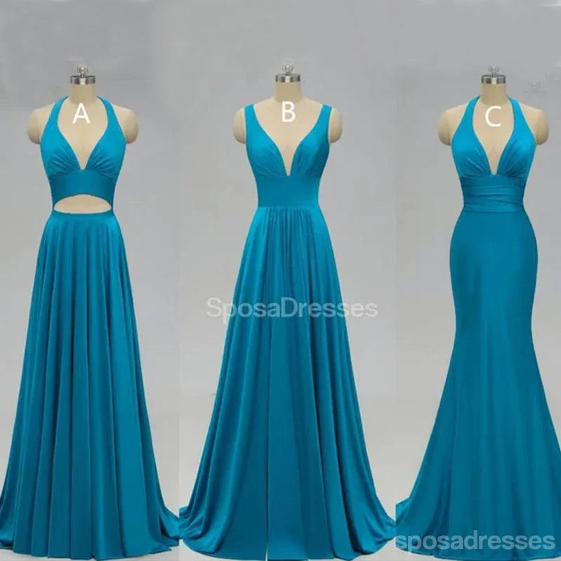 Teal V Neck Side-Slit Cheap Long Bridesmaid Dresses Online, WG298