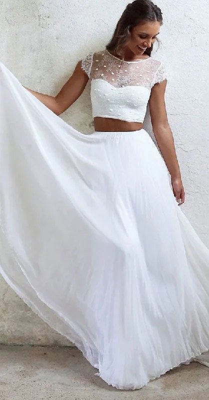 Two Piece Wedding Dresses Bridal Gown Top with Lace