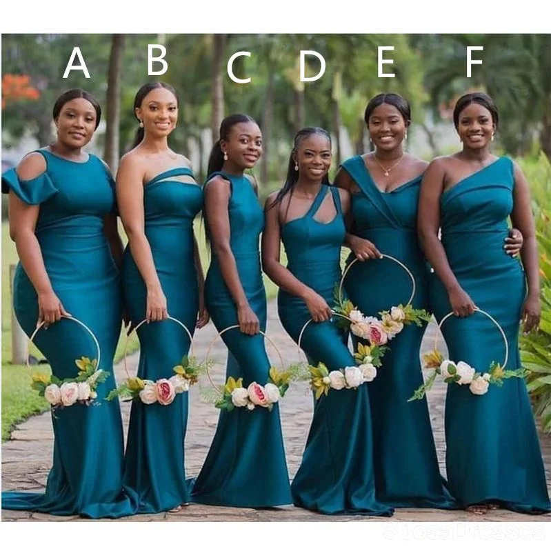 Unique Mismatached Teal Mermaid Long Cheap Bridesmaid Dresses Online, WG647