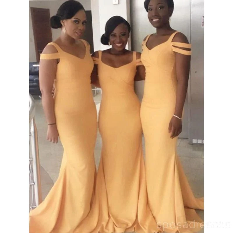 Yellow Long Mermaid Sexy Cheap Bridesmaid Dresses Online, WG574