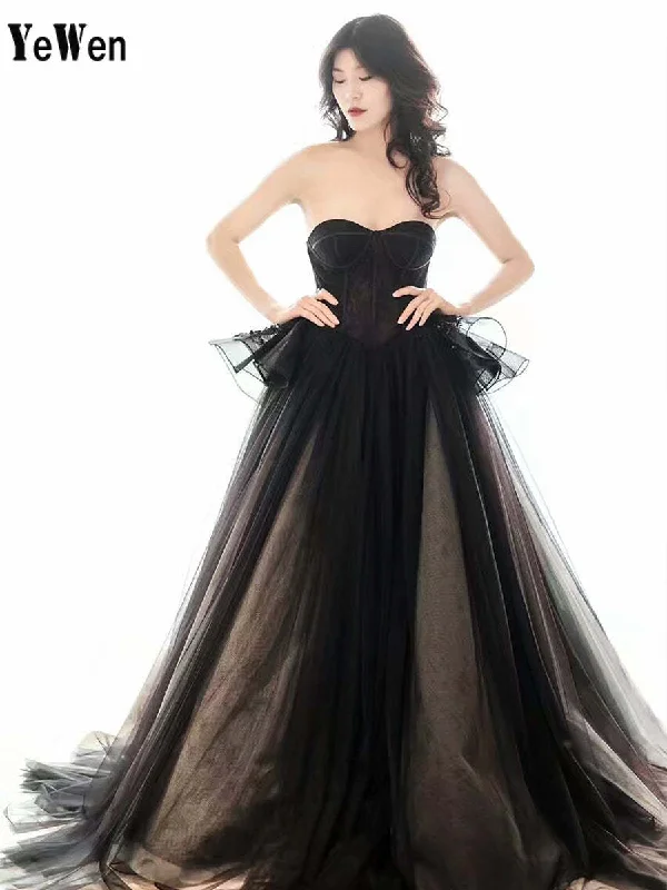 Black Strapless Colored wedding dresses Ball Gown Custom Colors YW230331